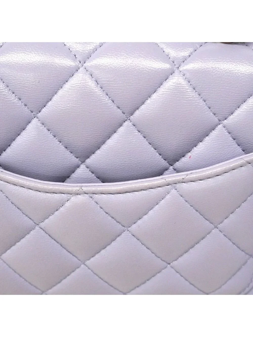 Chanel Shoulder Bag Quilted Top Handle Lambskin Purple Champagne Gold 2-Way Back